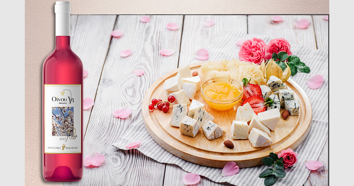 Rosé wine and cheese plateau Oenou Yi Winery